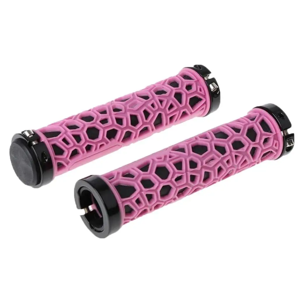 pink 1 пара противоскользящие ручки для руля Спортивного Велосипеда ручки MTB BMX фиксированная передача дорожный велосипед двойной резиновый замок-на рукоятка для руля - Цвет: pink