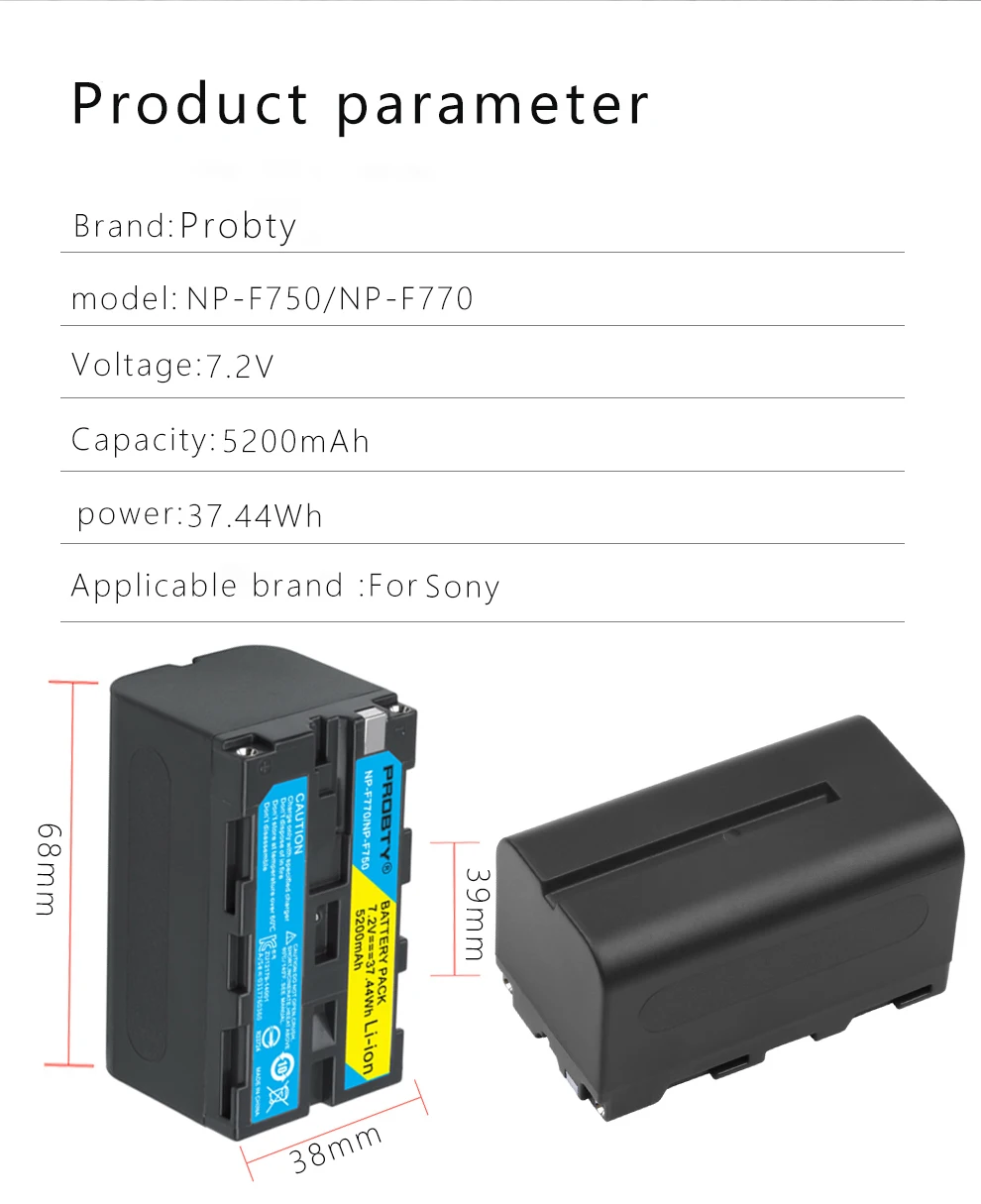 DSTE Kit 2 Batterie NP-F750 5000mAh + Caricatore Rapido Dual LCD Con USB-C Per Sony E Luci LED