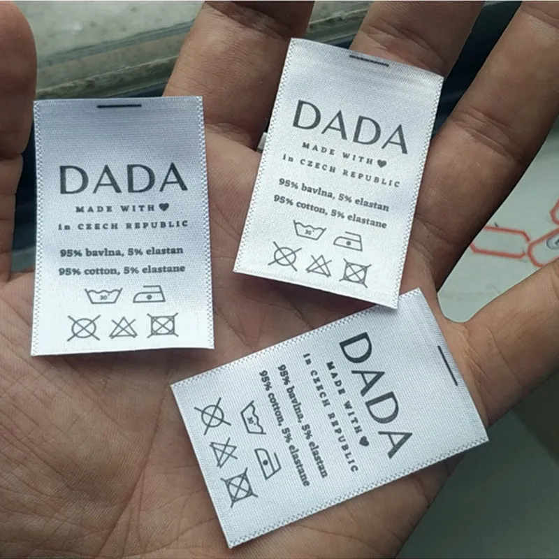 1000pcs 3 * 5 cm Custom 95%Cotton 5%Elastane soft white satin ribbon labels print clothing wash label | Дом и сад