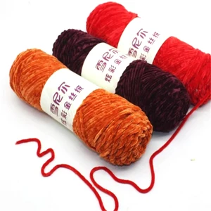 Image 4 - 15 шт. шелк и хлопок в смеси, пряжа для ручного вязания, мягкий свитер, шарф, синель, пряжа для вязания крючком 3,5 мм, новинка, 1ply