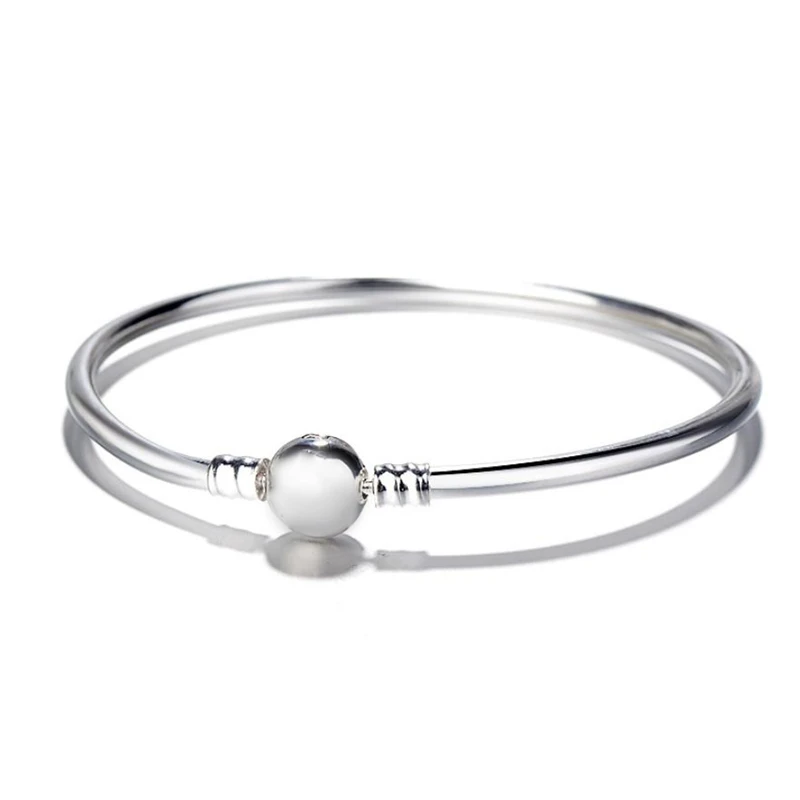 BBee 925, Классический Серебряный браслет с круглой пряжкой, сделай сам, модный браслет, бусины для оригинала Pandora, Женские Подвески, браслет, ювелирное изделие