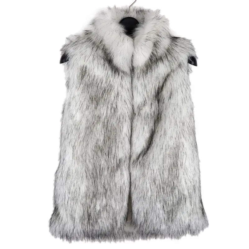 Ideal Womens Winter Coat Faux Fur Jacket Pluse Size Warm Open Stitch Outwear Female Girls Casual Sleevele