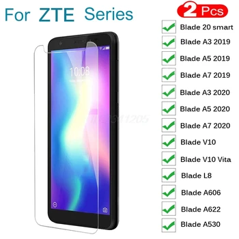 Перейти на Алиэкспресс и купить 2 шт закаленное стекло для ZTE Blade 20 smart A3 A5 A7 2019 2020 A622 L8 V10 Vita A530 Защитная пленка для экрана