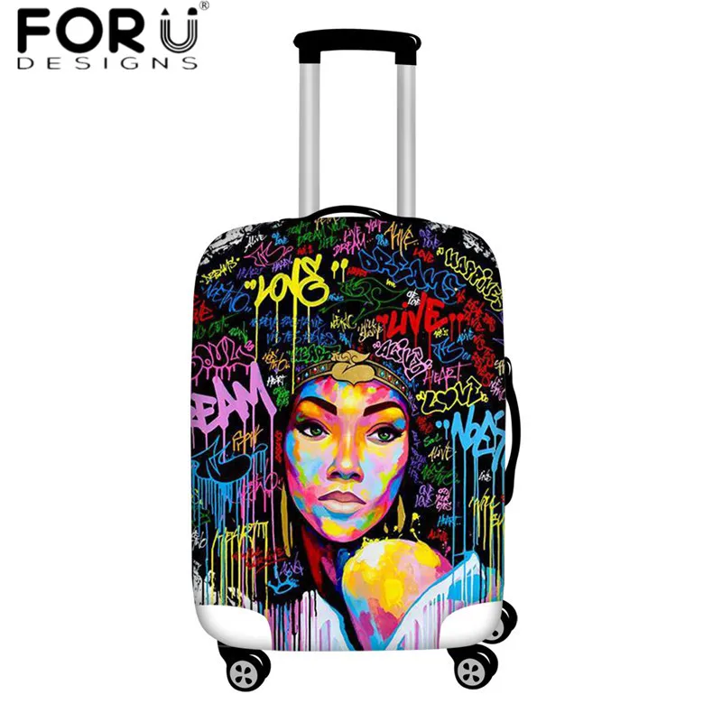 FORUDESIGNS/черная Америка Для женщин девочек чемодан защитные чехлы аксессуары для путешествий, чемодана пылезащитный чехол для защиты от дождя для 18-32 дюймов