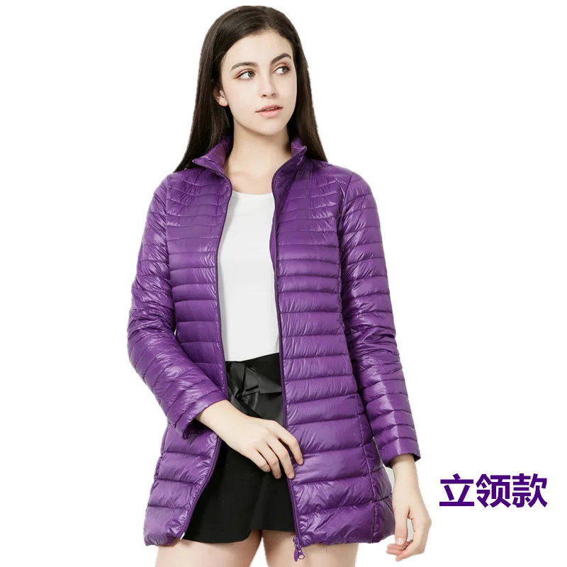 purple-stand AYUNSUE, осенне-зимнее пальто, женская одежда, ультра-светильник, пуховик на утином пуху, теплое пальто, парка, верхняя одежда размера плюс 4XL 5xl, ropa mujer T4999 - Цвет: purple-stand