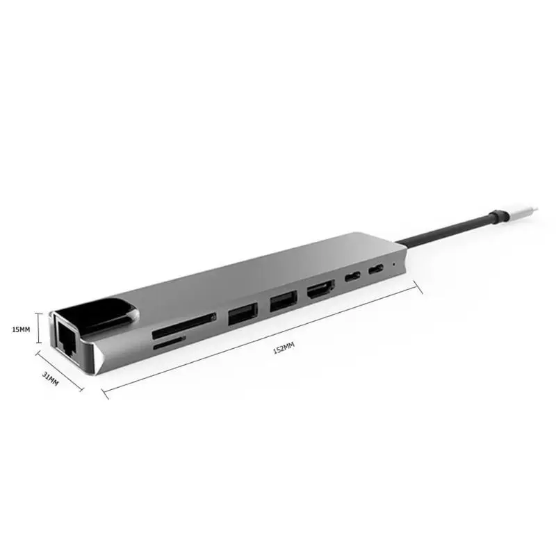 6/8 в 1 type-C концентратор конвертер 4K HDMI USB-C PD RJ45 2 USB 3,0 передача стабильность игры во время игры карта памяти адаптер