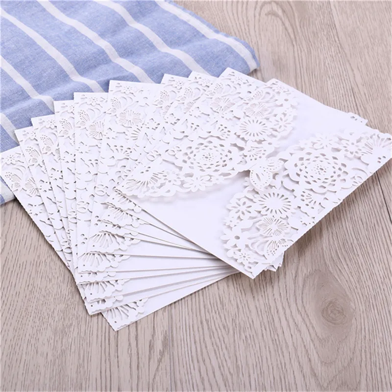  Birthday Invitations Shower (White) Bridal Cards for 10pcs Vertical Laser Cut Butterfly Wedding Kit - 4.00018E+12