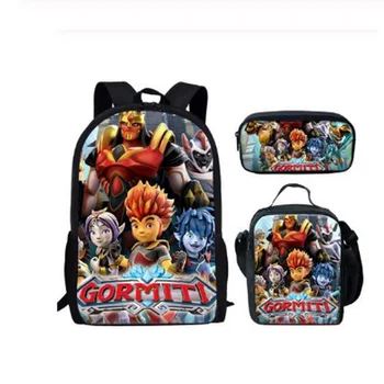 

Cartoon Anime Gormiti School Bag Junior Student 3pcs Set Backpack Hot Sale Game Children Bookbag Kid Daily Rucksack