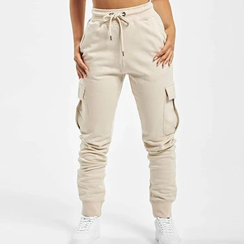 

2019 New Autumn Women Lace Up Waist Casual Pants Solid Pencil Pants Multi-Pockets Plus Size Straight Slim Fit Trousers