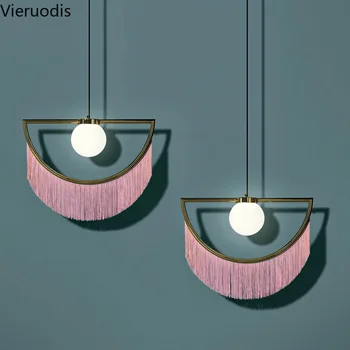 

Nordic Creative Pendant Light Tassels Half-round Hanging Lamp INS Home Decor Lamp Restautant Romantic Modern Suspension Lights