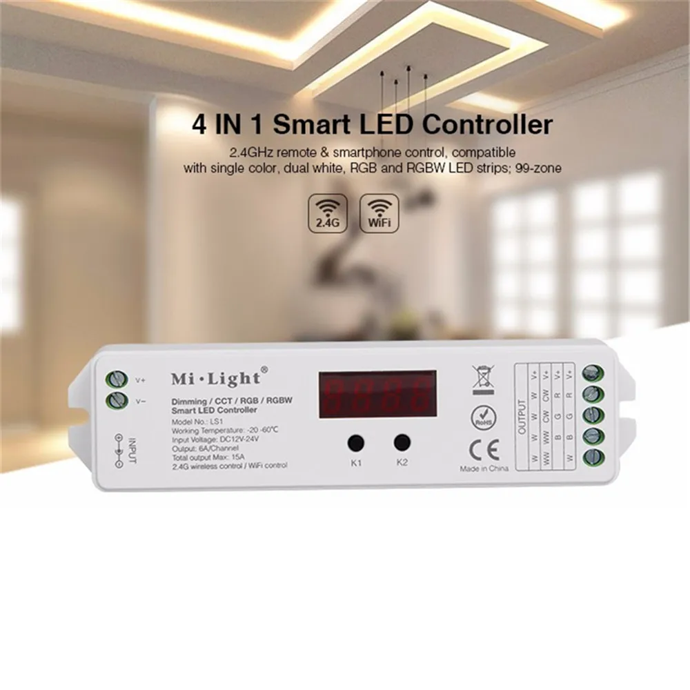 Milight DC12V-24V 2,4G беспроводной Wi-Fi контроль для Dim CCT RGB RGBW Светодиодная лента MiLight LS1 4в1 умный светодиодный пульт дистанционного управления+ FUT090