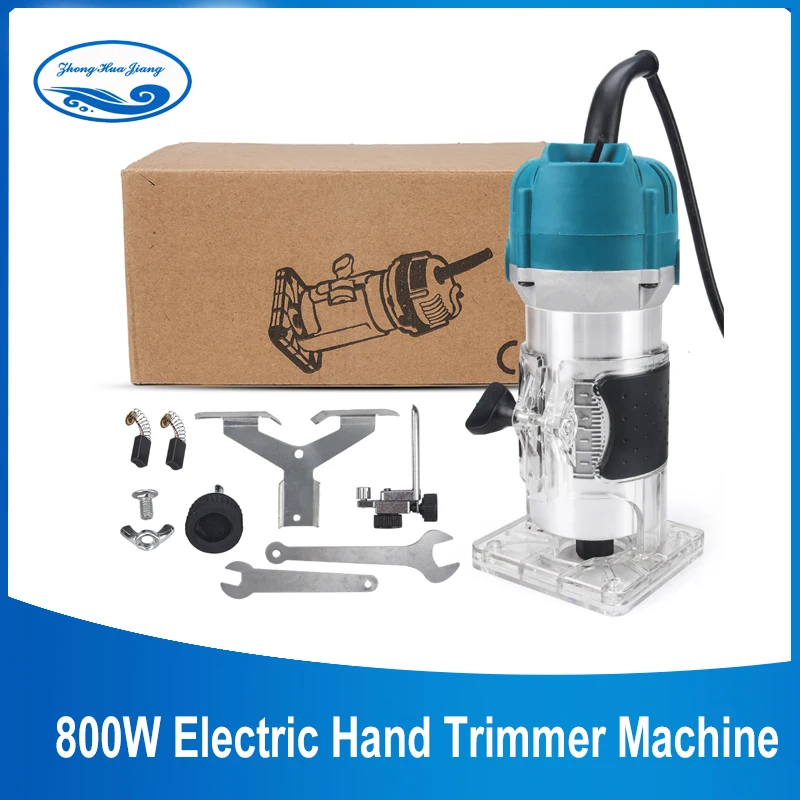 Máquina de recorte de madera de 800w, recortadora de 30000rpm, fresadora de madera de 220V, máquina enrutadora manual de tallado de madera