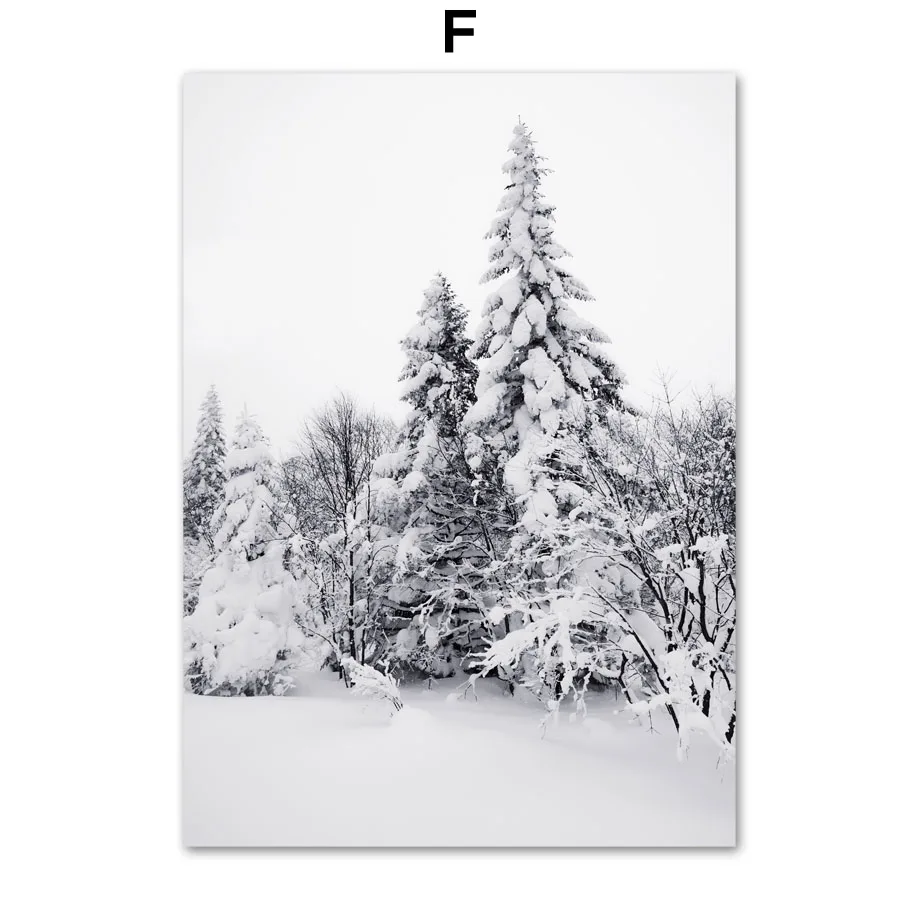 Wall-Art-Canvas-Painting-Winter-Hill-Snow-Forest-Pine-Deer-Bison-Nordic-Posters-And-Prints-Wall (8)