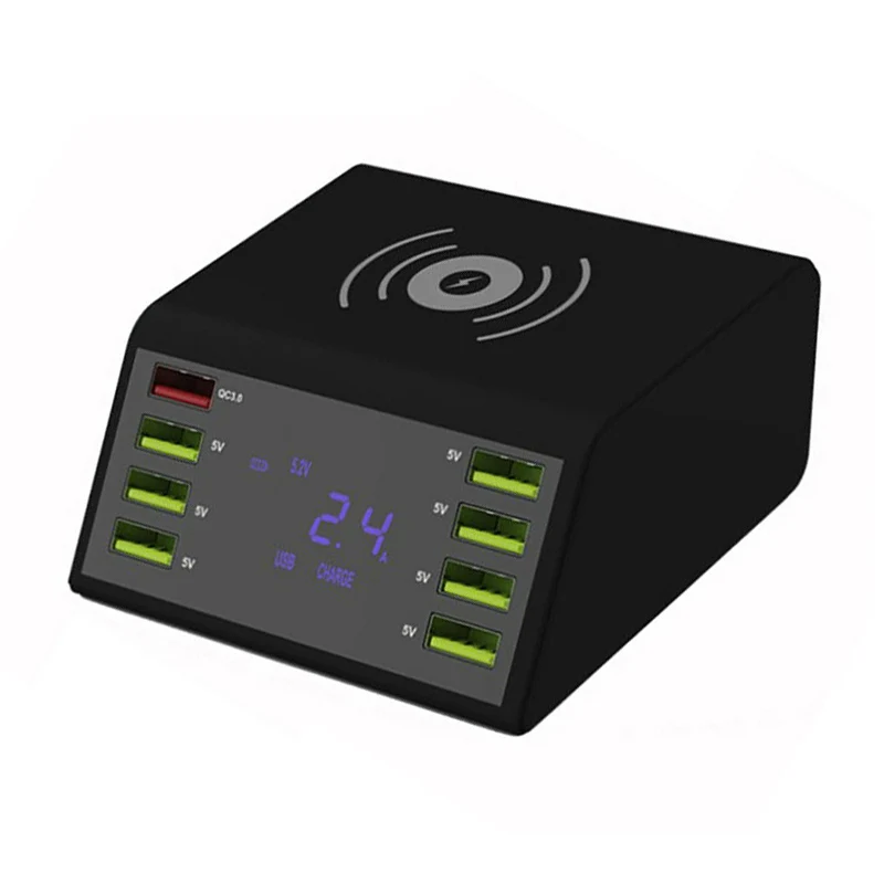 8 портов USB настенное Зарядное устройство QC 3,0 Smart Мощность адаптер ЖК-дисплей Дисплей зарядная док-станция для Зарядное устройство для samsung Galaxy S10e S10 S8 S9 плюс