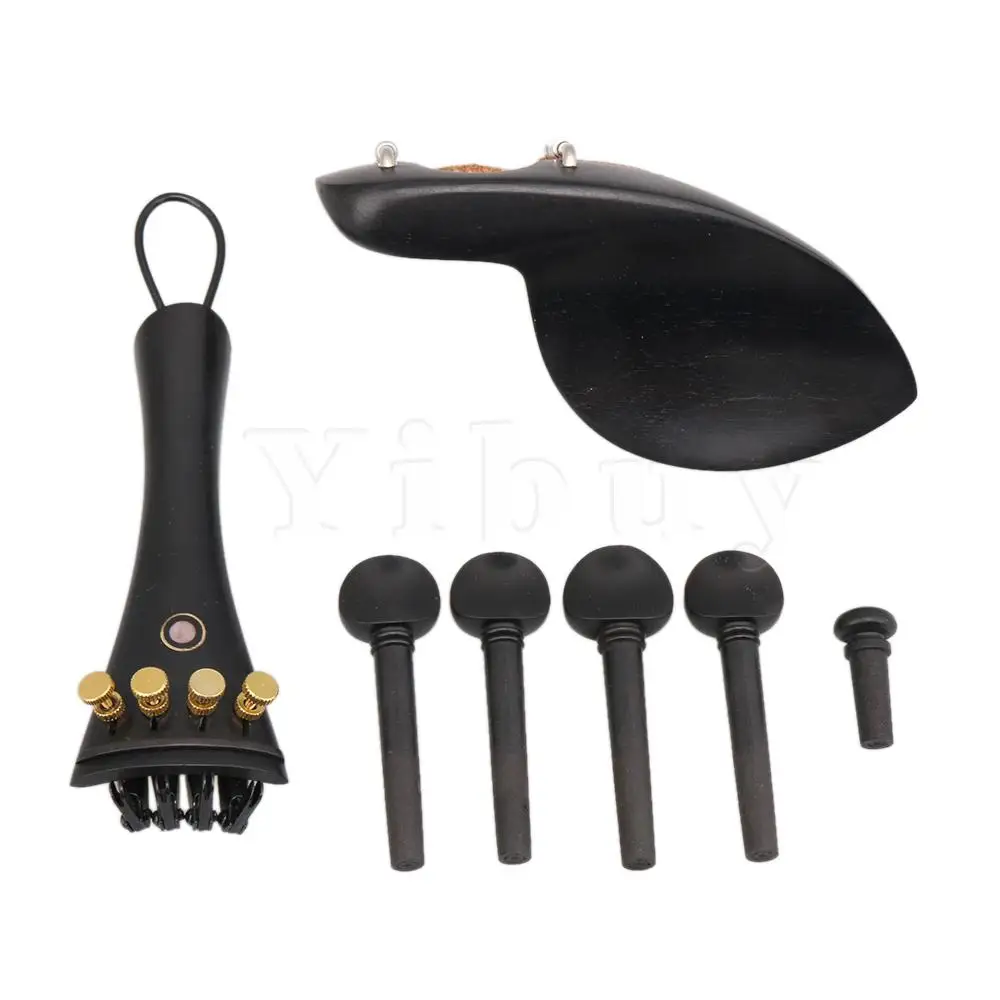 Yibuy 4/4 скрипки части с подбородком конец хвостовой пробки тюнинг колышек черный