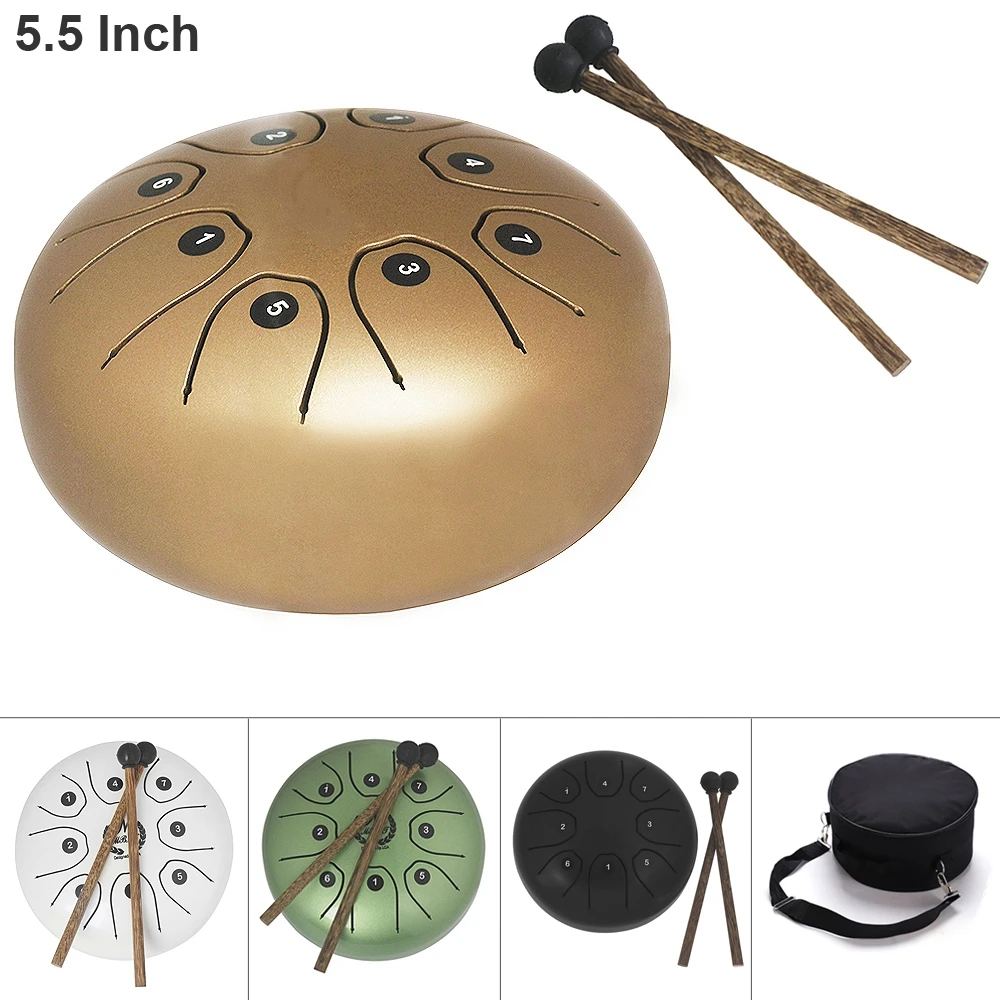 

5.5 Inch Hand Size Tongue Drum with C D E F G A B C 8 Notes children instrument with Bag and Drum Stick 5 Colors Optional