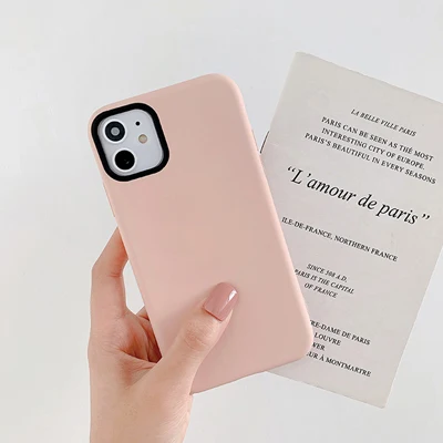 From Jenny простой сплошной цвет для iPhone 11 Pro x xr xs max 6 6s 7 8 с датчиком для прибавления жидкости силиконовый защитный футляр для мобильных телефонов soft shell - Цвет: Розовый