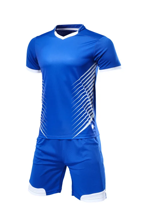 Bright blue Красные футбольные майки, набор спортивных комплектов, футбольной форма под заказ, Высококачественная Футбольная форма для мужчин, индивидуальные спортивные костюмы для взрослых, Новинка - Цвет: Bright blue