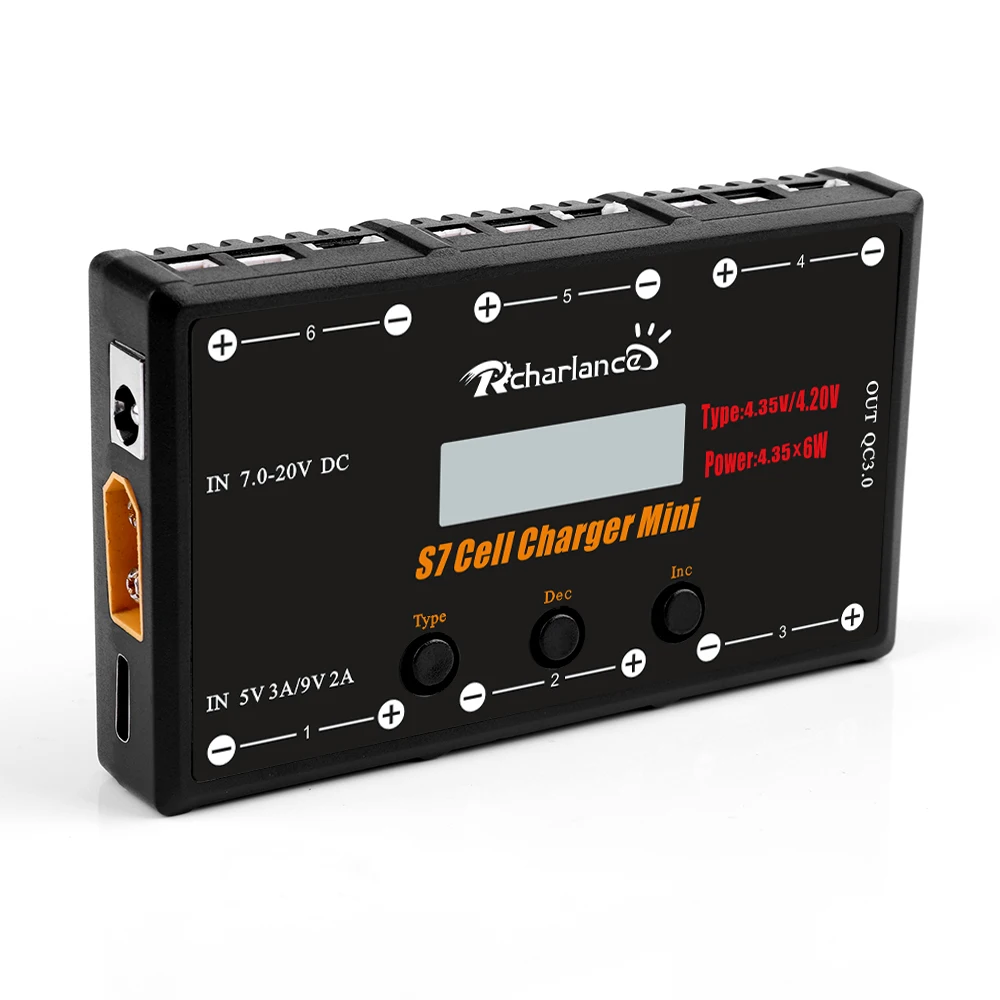 Rcharlance S7 зарядное устройство мини 1S зарядное устройство 6x4,35 Вт LiPO LiHV зарядное устройство с USB Micro MCX mCPX MOLEX