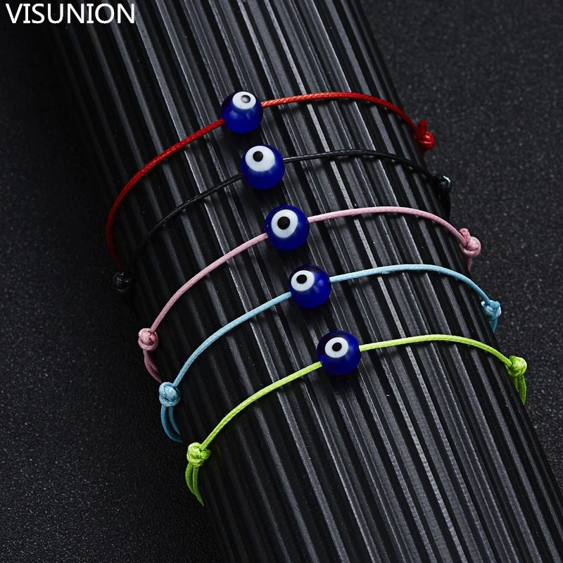 

Simple Evil Eye Bracelet Handmade Braided Thread Rope Bracelet Adjustable Blue Eyes Charm Bracelet Women Lucky Jewelry Gift