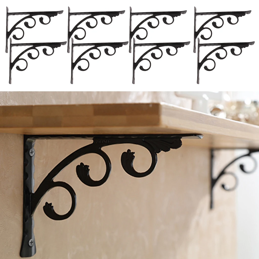 8Pcs Wall Shelf Bracket Book Shelf Supports Storage L Corner Brace for Bookstore