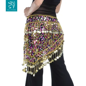 

Dancers 150 coins mesh cloth color piece waist chain, belly dance luxury waist chain, luxury belly dance belt, dupiwu