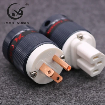 

XSSH audio GF-RWB50M GF-RWB50 Red Copper Plated Gold DIY 15A 125V AC Power Electrical Male female connector IEC US standard Plug