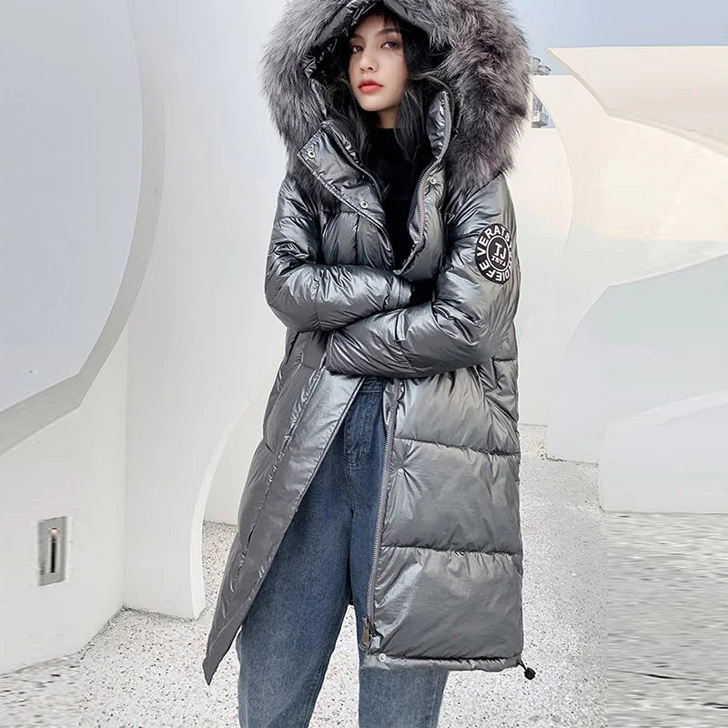 Женская зимняя модная пуховая куртка с длинным рукавом, однотонная парка с капюшоном, теплое хлопковое пальто средней длины, с карманами, толстая, Chaqueta Mujer - Цвет: Gray