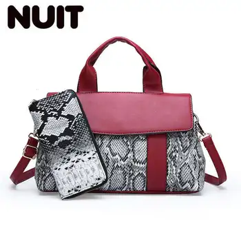 

2Pcs/set Serpentine Pattern Leather Women Shoulder Bag Luxury Handbags Women Bags Designer Crossbody Bags For Women Clutch Purse