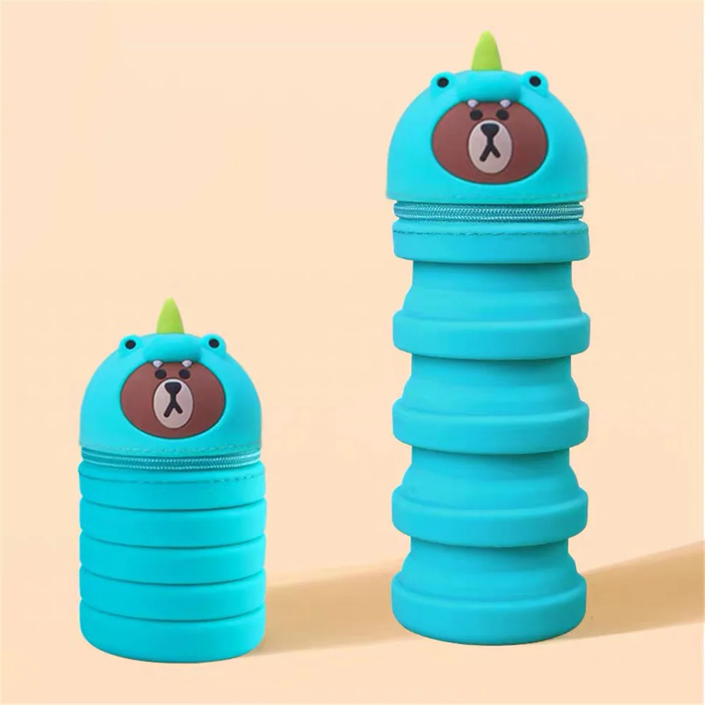 106025 Q UNCLE Decompression Pen Holder Honeymoon Cosmetic Bag Portable Cosmetic Key Storage Tube Zipper Pouch Silicone Makeup Case - Цвет: 106025