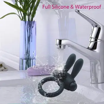 durable rabbit penis ring vibrator cock cage cockring clitoris massager vibrating masturbation Cocking delay ejaculation sex toy 6