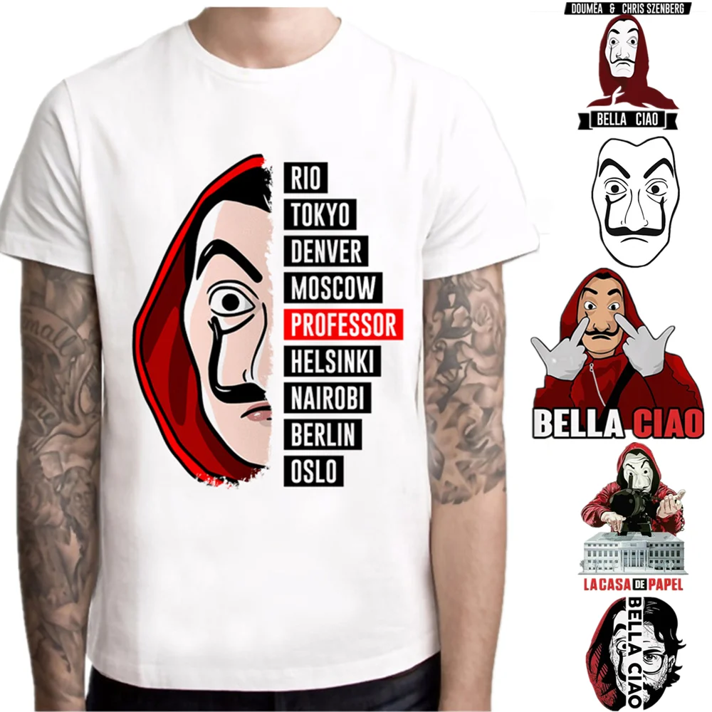 Camiseta para hombre, camiseta De La Casa De Papel, camiseta Bella Ciao, camiseta dinero Heist, camiseta diseño divertido De manga camisetas ajustadas para hombre 2020|Camisetas| - AliExpress