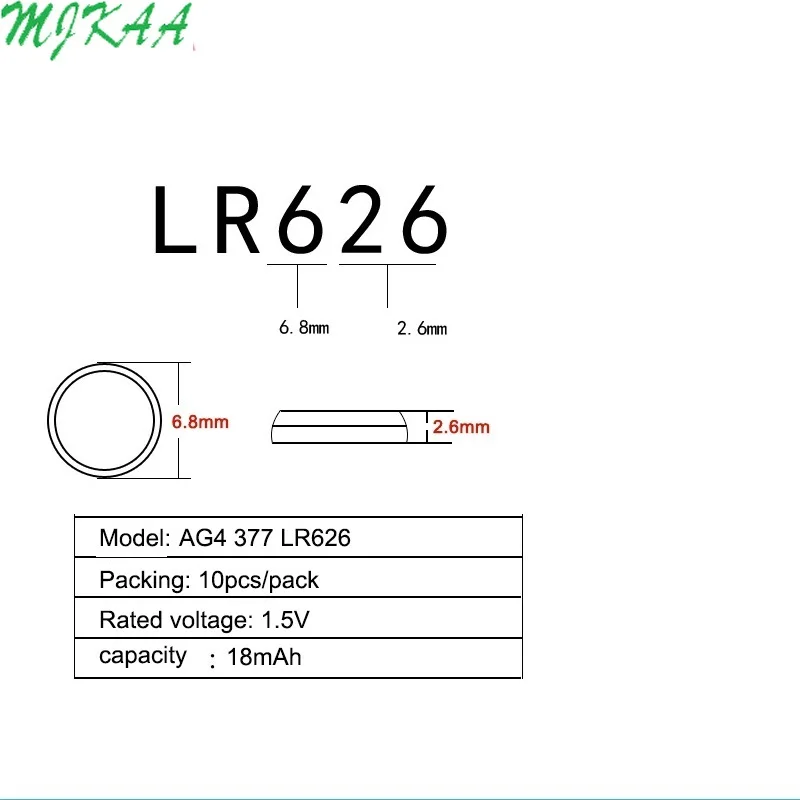 10 шт./упак. AG4 377A 377 LR626 SR626SW SR66 LR66 кнопочный элемент батарея монетного типа для часов