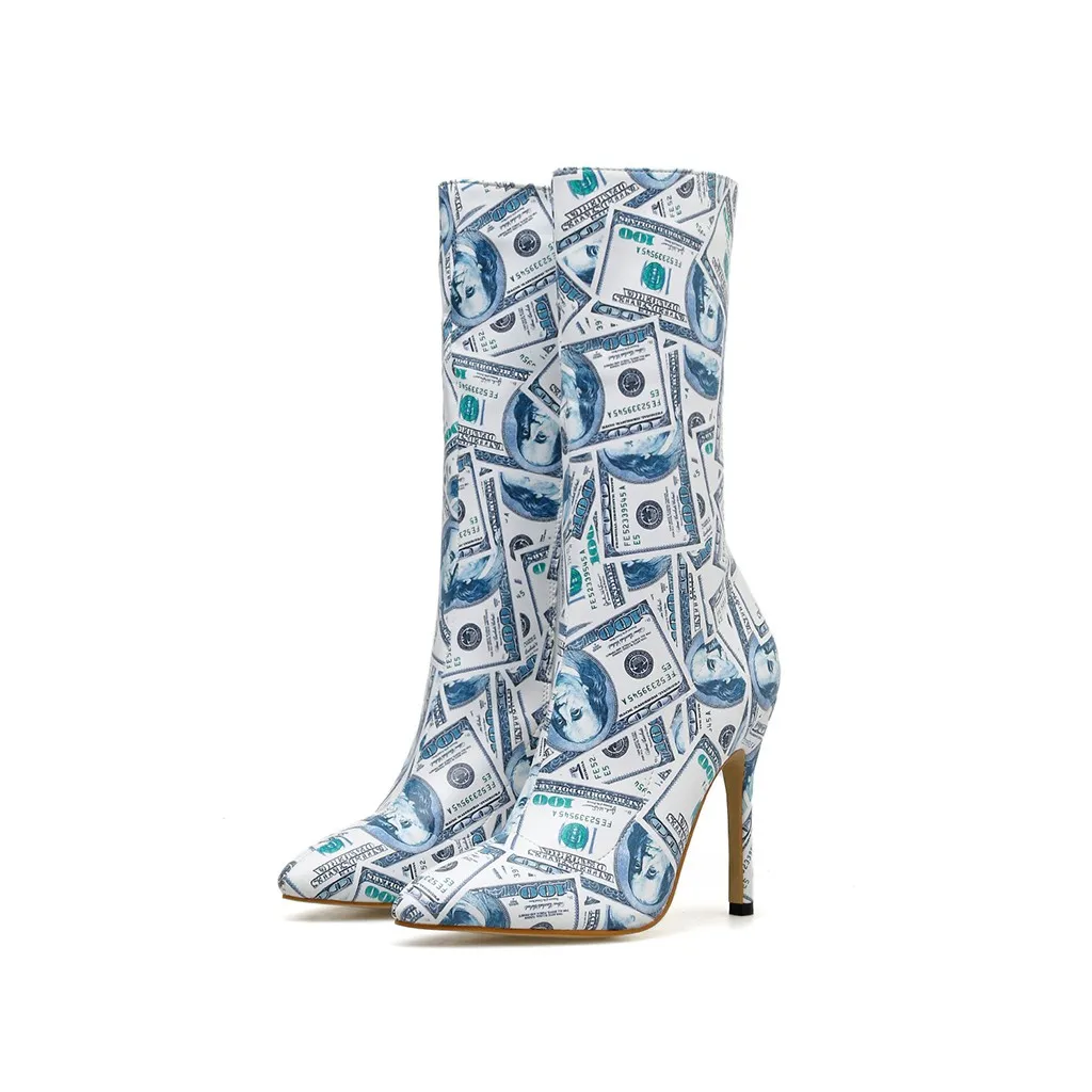 2019 пикантные сапожки из новой коллекции топ с принтом осенние пробки кожаные