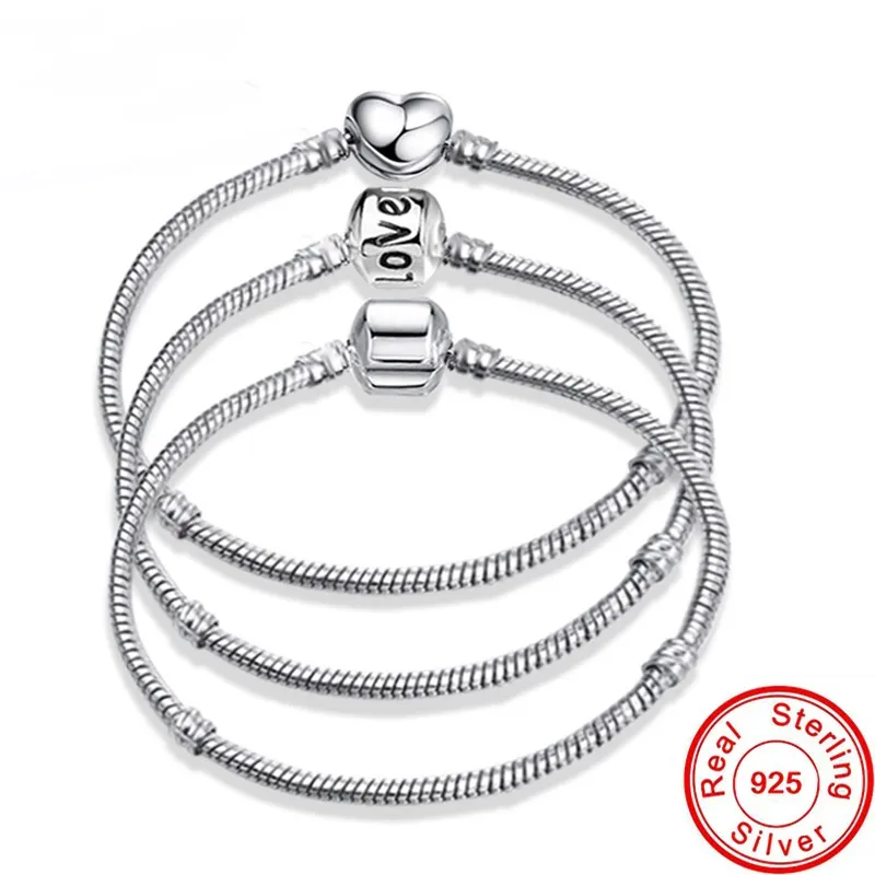 

Vecalon Fine 16-20cm 925 Sterling Silver Snake Chain Bracelet Fit Original Charm Bracelet Bangle for Women DIY Jewelry Making