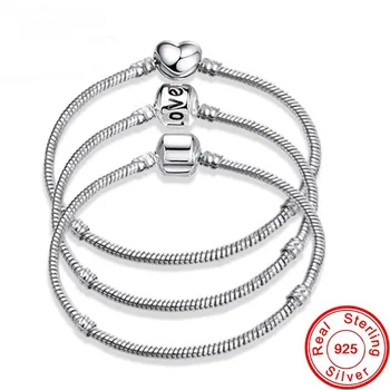 

Vecalon Fine 16-20cm 925 Sterling Silver Snake Chain Bracelet Fit Original Charm Bracelet Bangle for Women DIY Jewelry Making