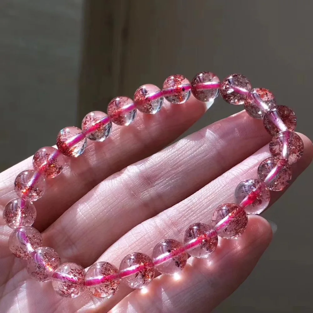 Подлинный натуральный Lepidocrocite кварцевый браслет 8 мм женские красные супер 7 круглые бусины ювелирные изделия из драгоценных камней сертификат AAAAA