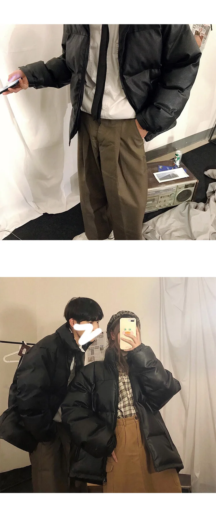 INS Little Brother Little Sister/ пуховое пальто в Корейском стиле; утепленная одежда с хлопковой подкладкой из искусственной кожи