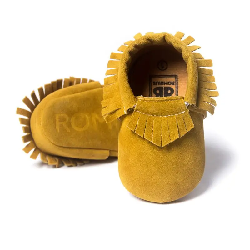 Обувь с кисточками для новорожденных мальчиков и девочек мягкие Нескользящие Детские пинетки для малышей замшевые кожаные мокасины из искусственной кожи - Цвет: Color K