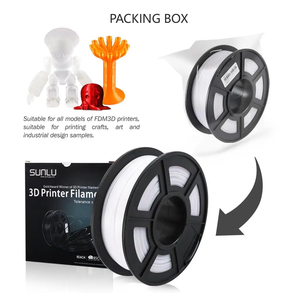 Нить для 3D принтера SUNLU PETG 1 75 мм кг (0 02 фунтов) точность измерения +/ катушка
