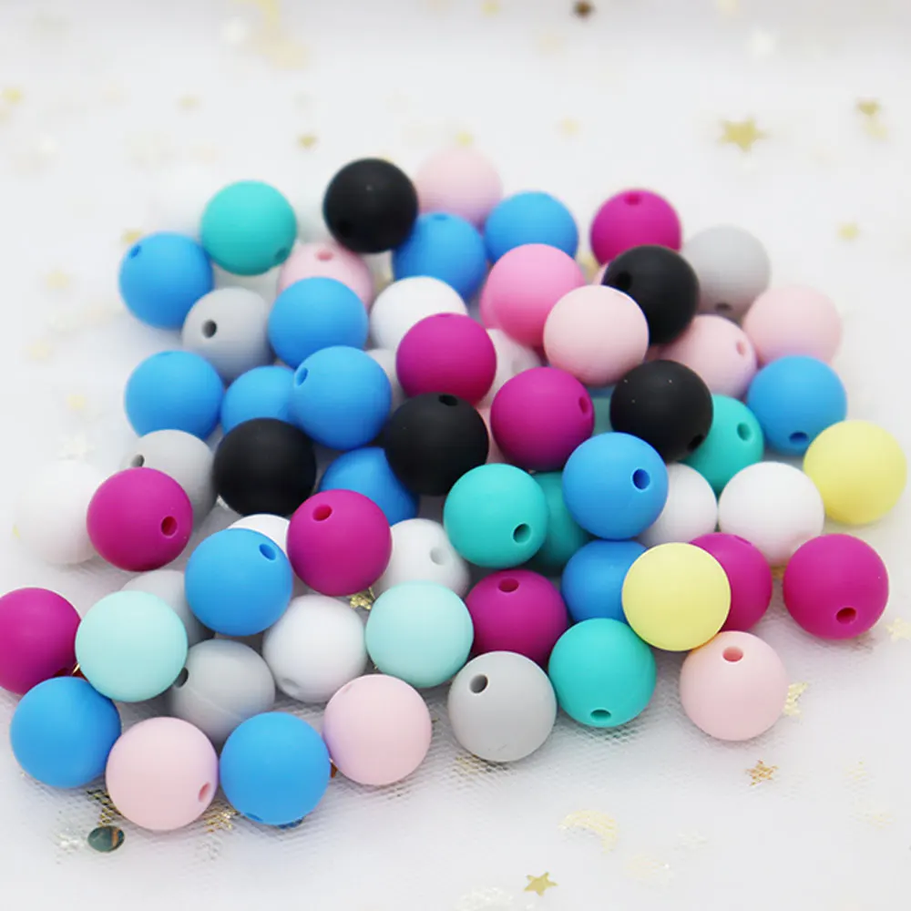 500Pcs Round Perle Silicone Beads 12mm Siliconen Kralen BPA Free Silicone Dentition Mordedor Bead DIY Teething Necklace Baby Toy