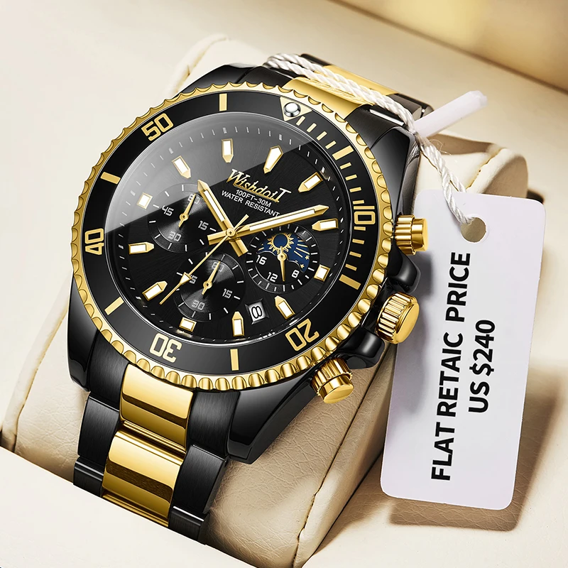 En venta WISHDOIT-reloj deportivo informal para hombre, cronógrafo de pulsera luminoso de acero inoxidable, resistente al agua, de marca de lujo, nuevo, 2021 aKwjMmVWVmO