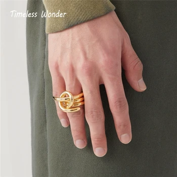 

Timeless Wonder Titanium Geo Twist Stackable Cocktail Rings Stainless Steel Jewelry Women Punk Gothic Boho Ins Runway Rare 6541