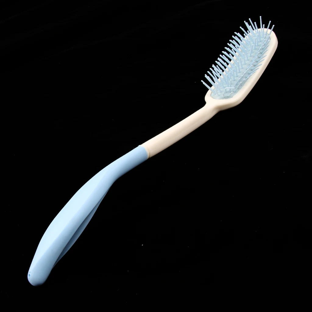 Прочная пластиковая Массажная расческа для волос длиной 35 см, расческа для пожилых людей с артритом, Отключаемая вручную, для взрослых, сине-белая