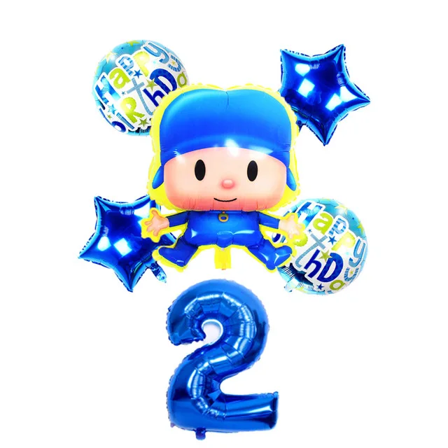 1 й синий Pocoyo День Рождения украшения Детские воздушные шары бэби Шауэр для