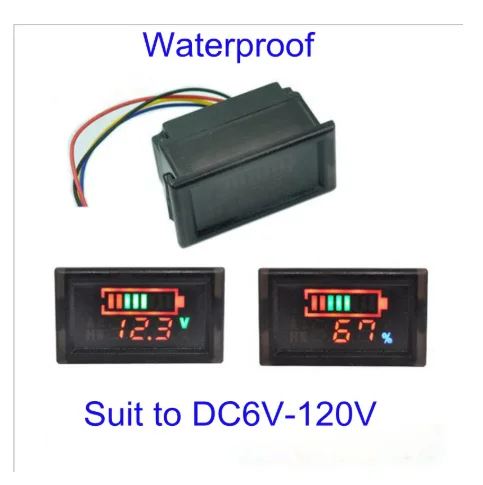 Водонепроницаемый 6VDC-120VDC измеритель батареи для свинцово-кислотной батареи или литиевая батарея индикатор