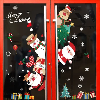 

1pcs Merry Christmas Santa Claus Window Wall Sticker Christmas Decoration For Home 2020 Christmas Ornaments Xmas New Year 2021