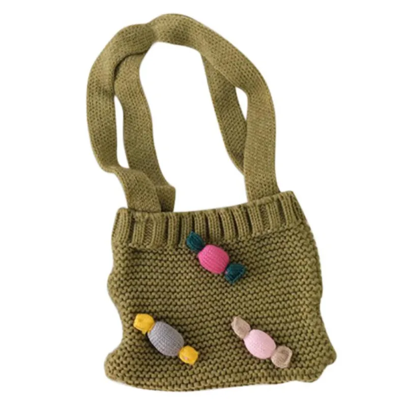 Модная Милая Детская сумка; мягкая сумка яркого дизайна; сумки через плечо для девочек; вязаные сумки через плечо для девочек - Цвет: LG