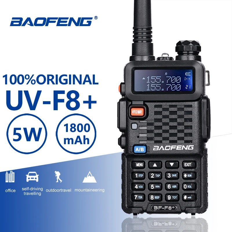 Baofeng BF-F8+ Upgrade New Walkie Talkie Police Two Way Radio Pofung F8+ 5W UHF VHF Dual Band Outdoor Long Range Ham Transceiver