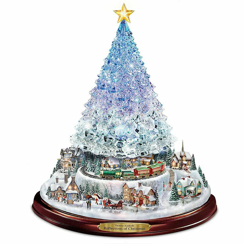 20x30cm Christmas Crystal Tree Santa Claus Snowman Rotating Sculpture Window Paste Sticker Winter New Year Party Home Decoration | Дом и сад